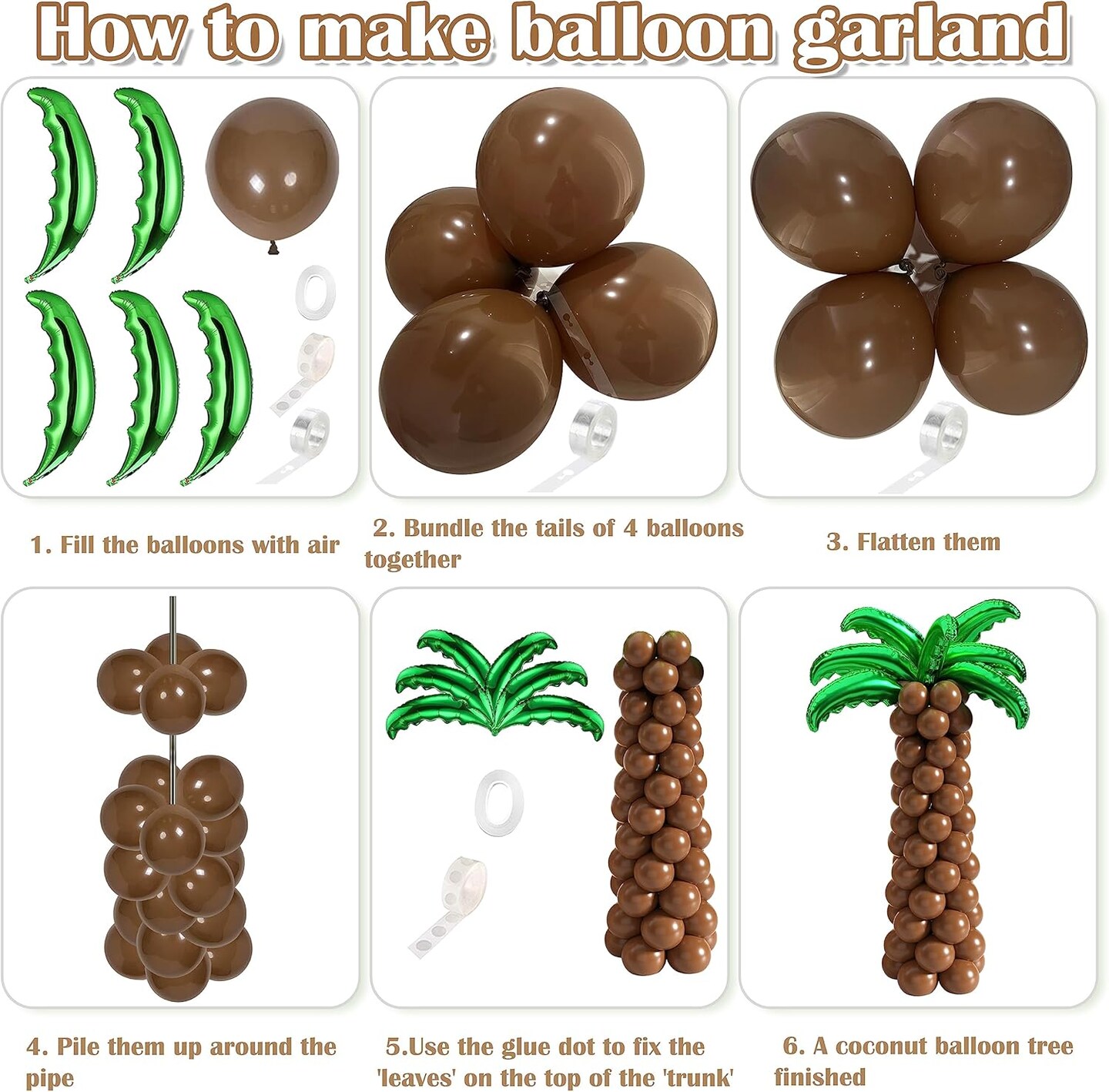 Tropical Luau Balloons Arch Garland Kit With Palm Leaves, Flamingo, Palm Tree, Aloha Foil Balloon, Coconut Balloons Set (Aloha-A)