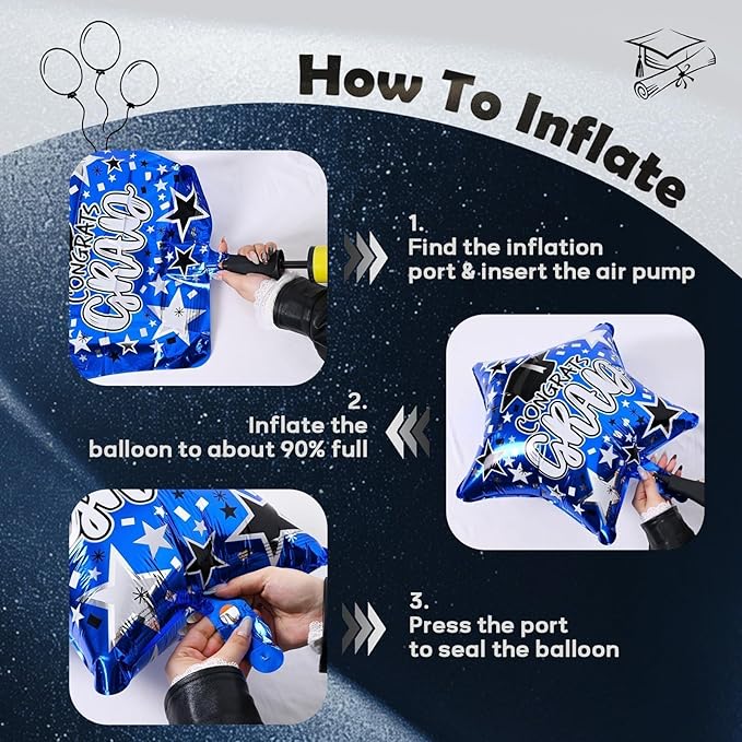 Graduation Balloons Set Class of 2026, Black and Blue Graduation Decorations We Are So Proud of You Banner Star Foil Latex Balloon and Hanging Swirls for Congrats Grad Balloons Party Decor