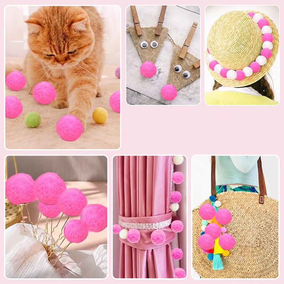 2" Jumbo Craft Pom Poms Assorted Colors – 8 Pack Large Soft Pom Poms for Kids Crafts, Classroom Projects & DIY Decorations
