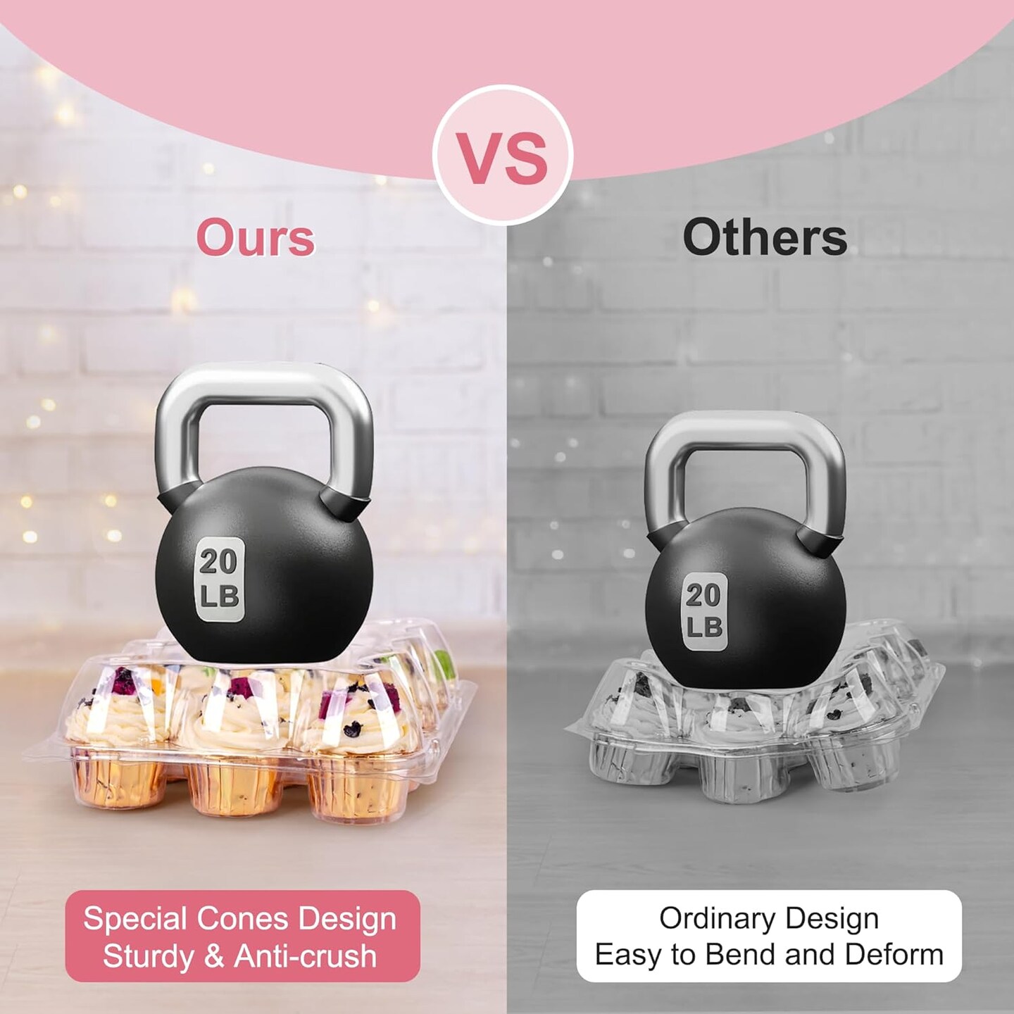 Cupcake Carrier 12 Pack*12 Sets, Stackable Plastic Cupcake Containers Boxes 12 Count, Clear Cupcake Holder with Detachable High Dome Lid, Disposable Cupcake Storage Containers Cupcake Trays