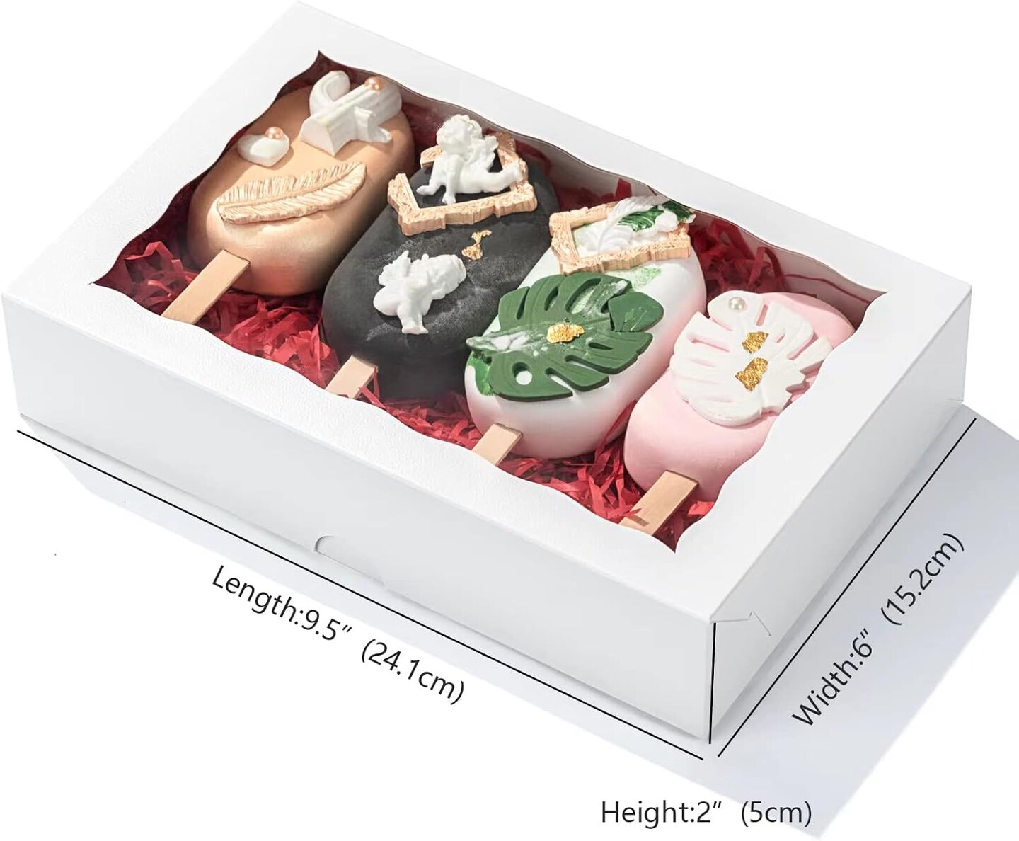 50 Brown Cookie & Pastry Boxes with Window, 9.5×6×2 in, Holds 12