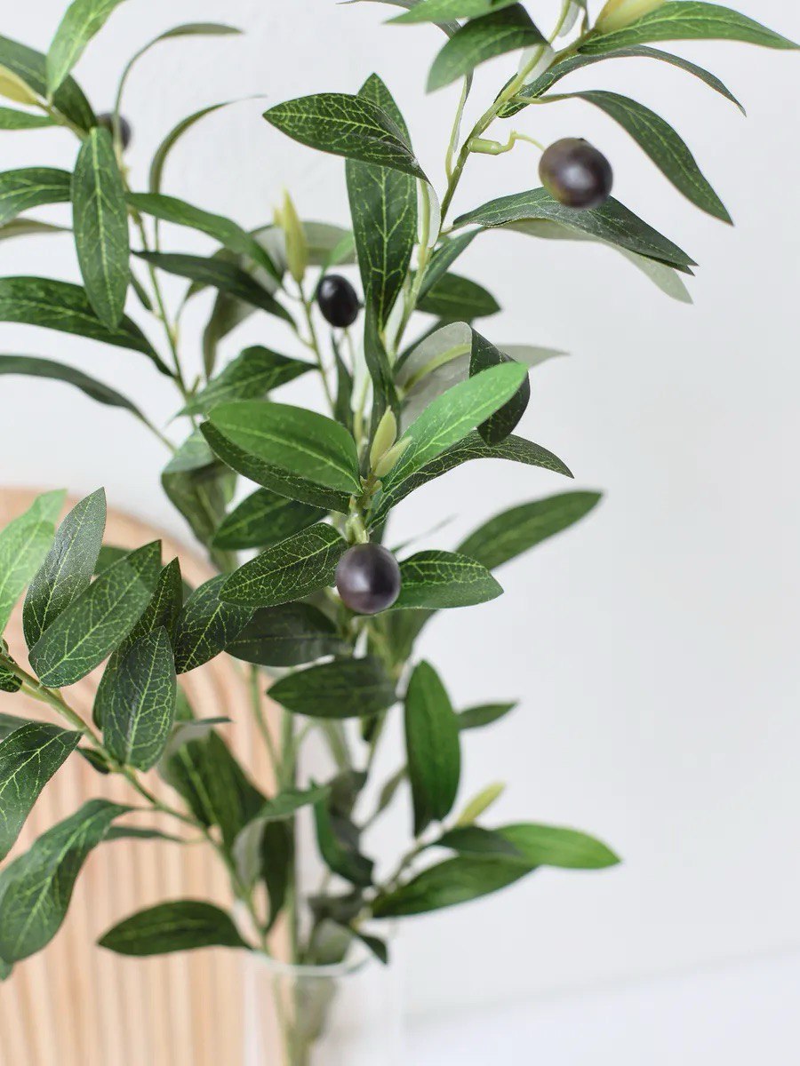 2pcs Artificial Olive Stems Fake Olive Tree Branches for Vase Tabletop Greenery Decor for Home Office Wedding Party