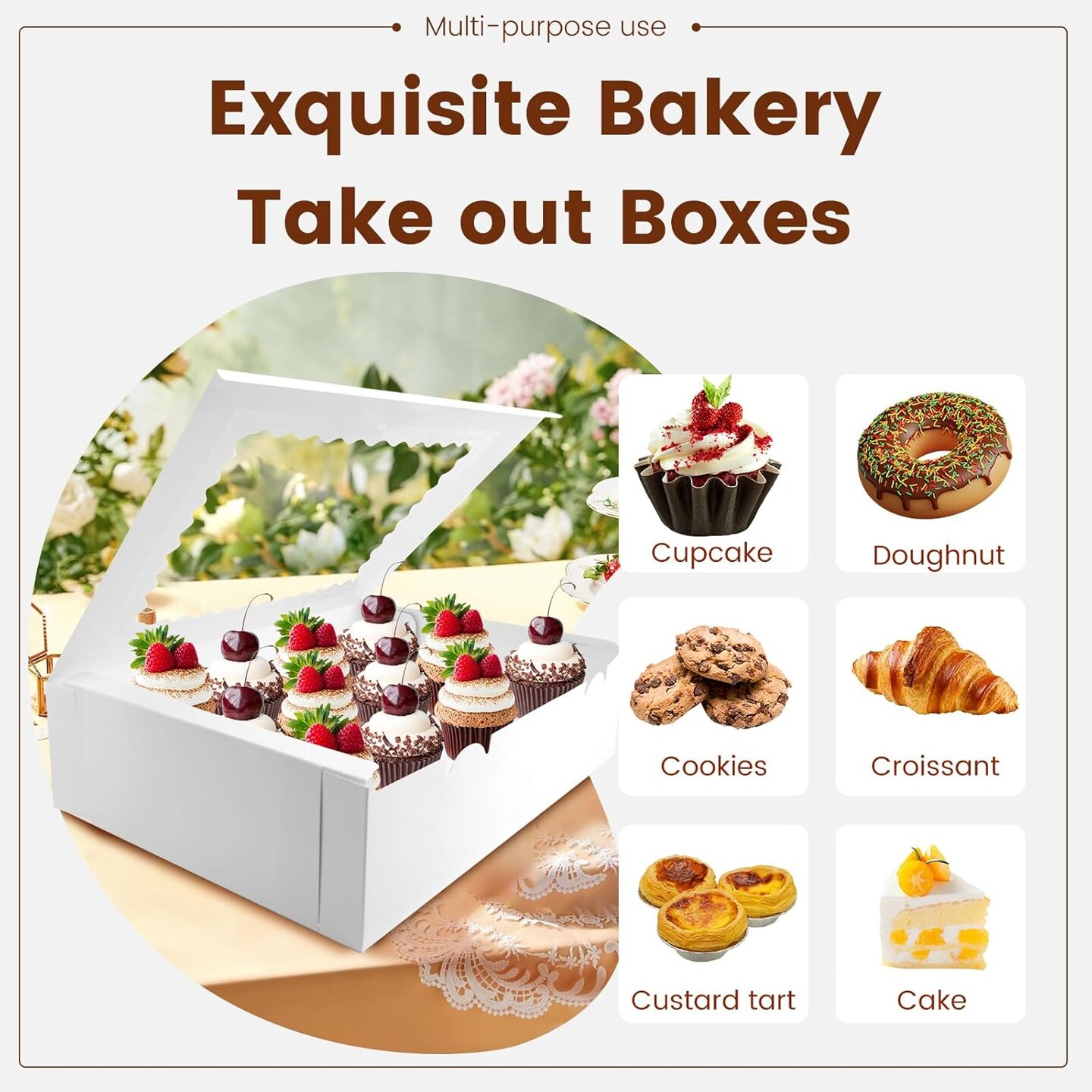 12PCS Cupcake Boxes 12 Count Cupcake Container with Window White Cupcake Holder Holding 144 Cupcakes for Birthday Holiday Party Bakery Supplies(12.8&#x22;x 9.84&#x22;x 3.54&#x22;)