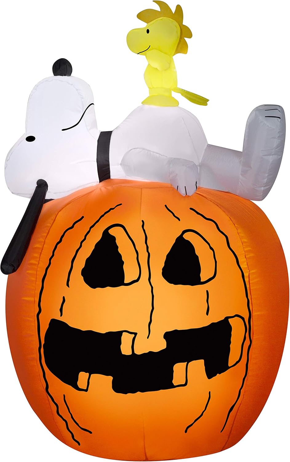 4.5' Gemmy Airblown Inflatable Halloween Snoopy Laying On Pumpkin w/ Woodstock Yard Decoration 73950