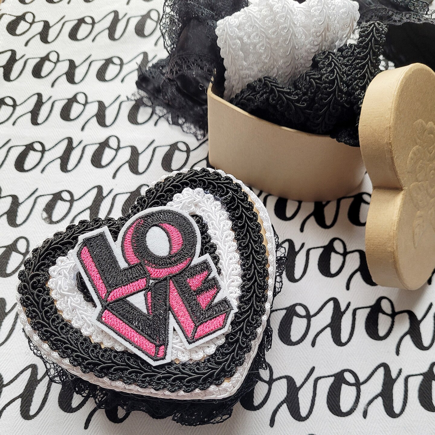Heart Box with Rose Embossed Lid
