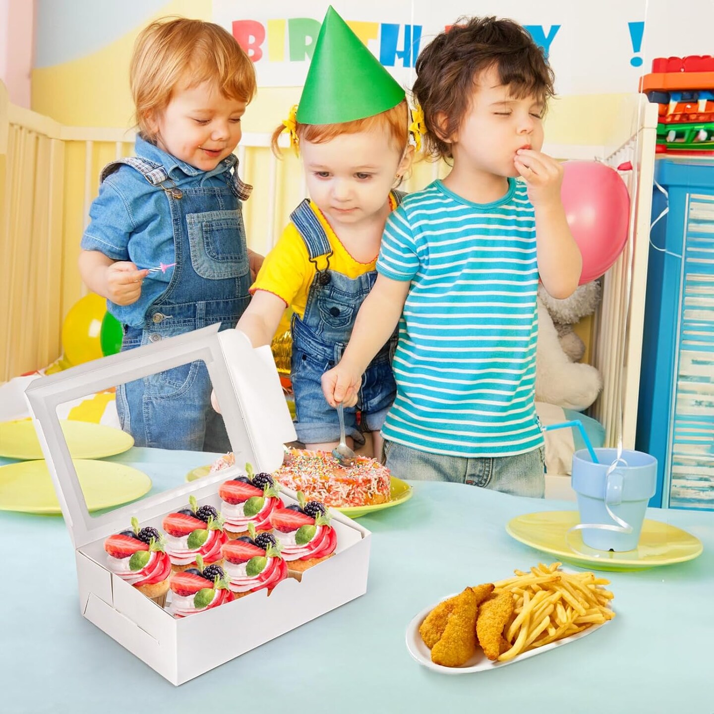 50-Pc White 6-Cupcake Boxes – Window Insert, Bakery Boxes for Muffins & Cookies