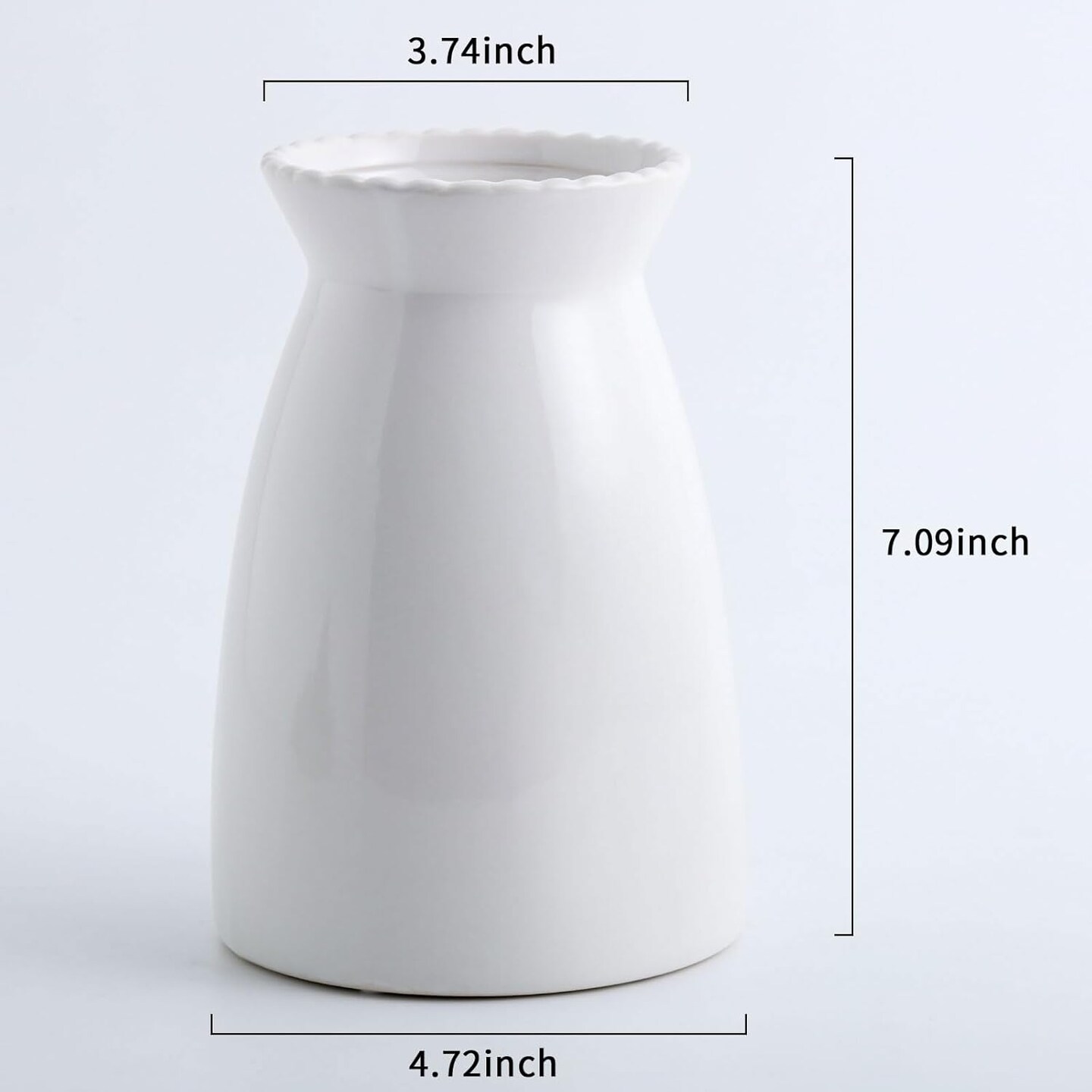 White Flower Vase- Ceramic Vase for Decor, White vase for Flowers, Modern Vases for Living Room/Home Decor Accents/Entryway/Mantel/Bookshel