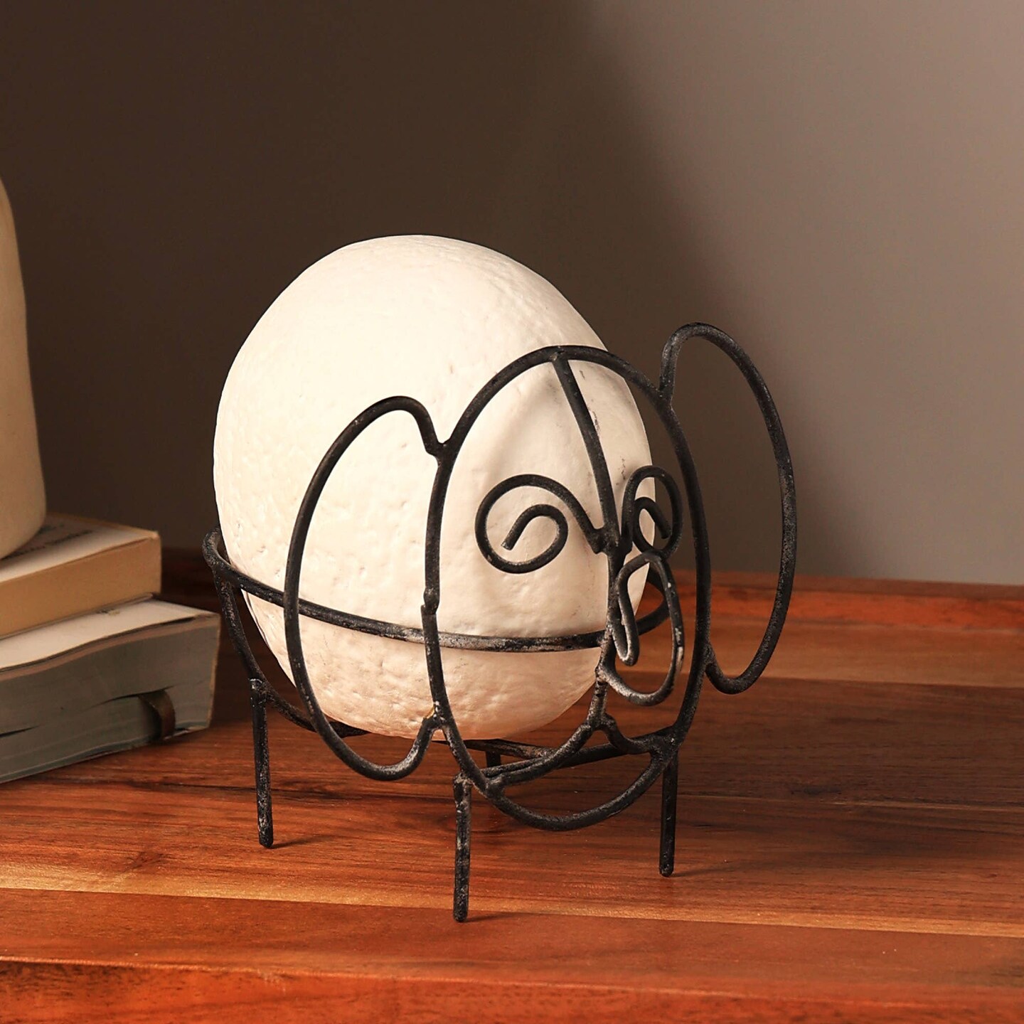 Handcrafted Eco-Mix Elephant Sculpture with Metal Feet – Unique Figurine & Modern Sculpture Décor-6.2X4.5X5.1''