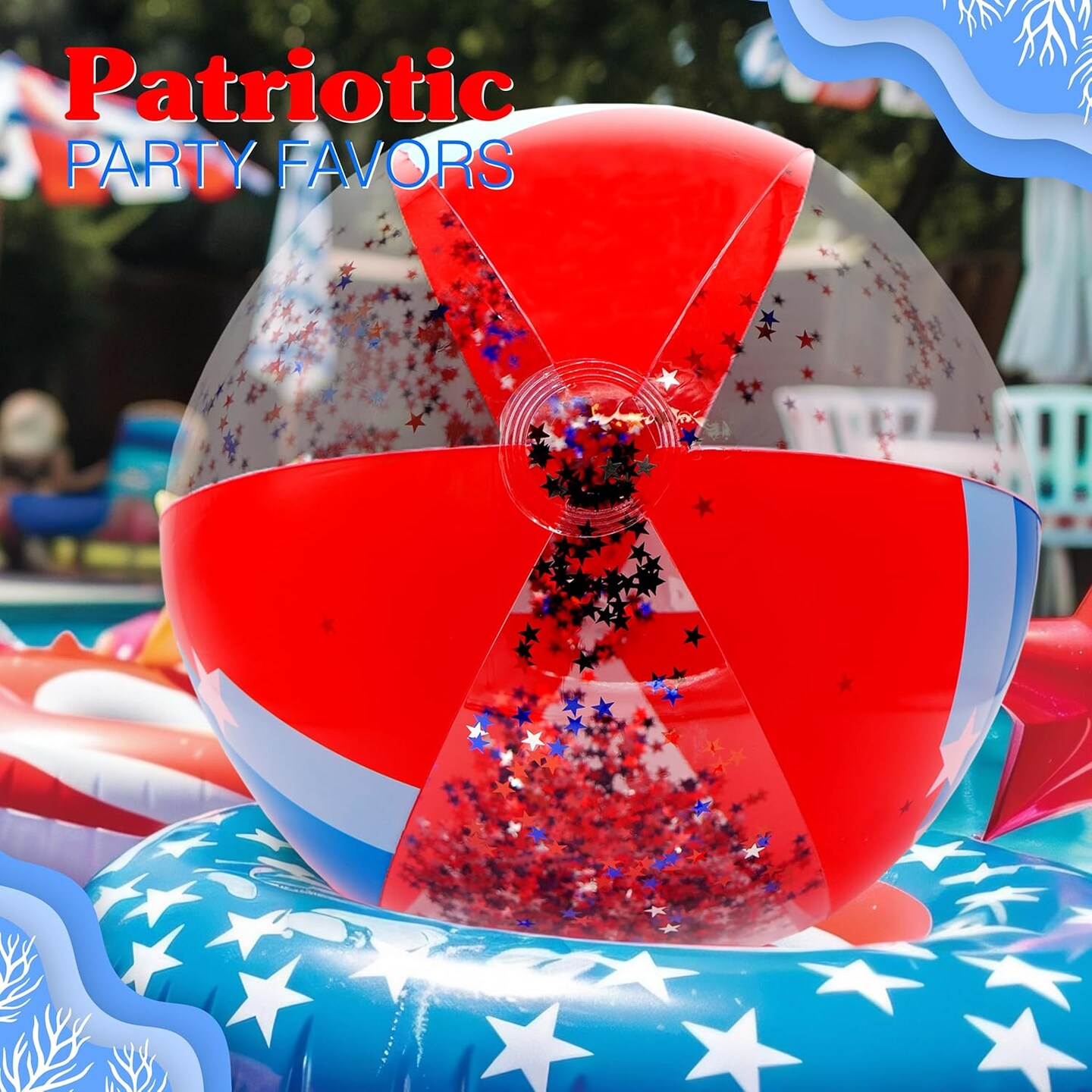 4E's Novelty 2 Pack Patriotic Beach Balls – 22’’ Inflatable Balls, 4th of July Party Supplies