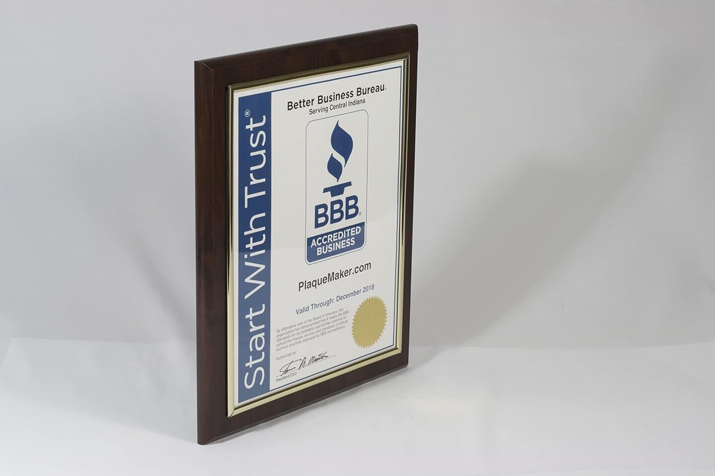10.5 x 13" Certificate Display Plaque - Offered in Coated Cherry Wood with an 8.5 x 11" Gold Frame - Slide in Your Diploma, Award Certificate, Award of Achievement, Class Photo, and More
