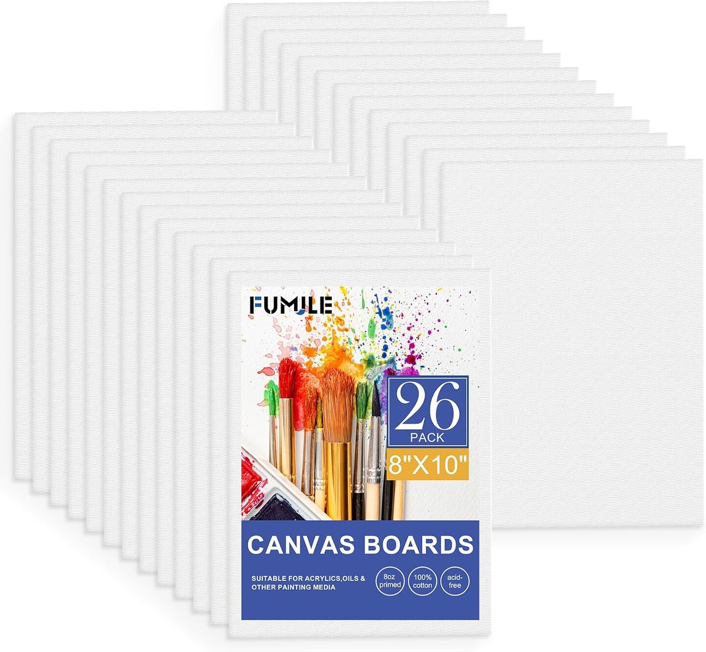 Canvas Boards for Painting 8x10, 26 Pack Canvases Primed Acid Free Blank Canvas Panels for Classroom and Parties