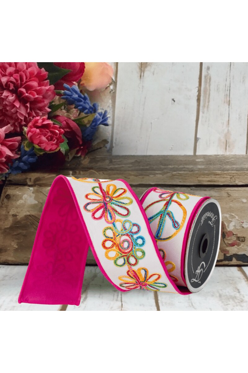 2.5&#x22; Whimsy Hippie Ribbon: Hot Pink (10 Yards)