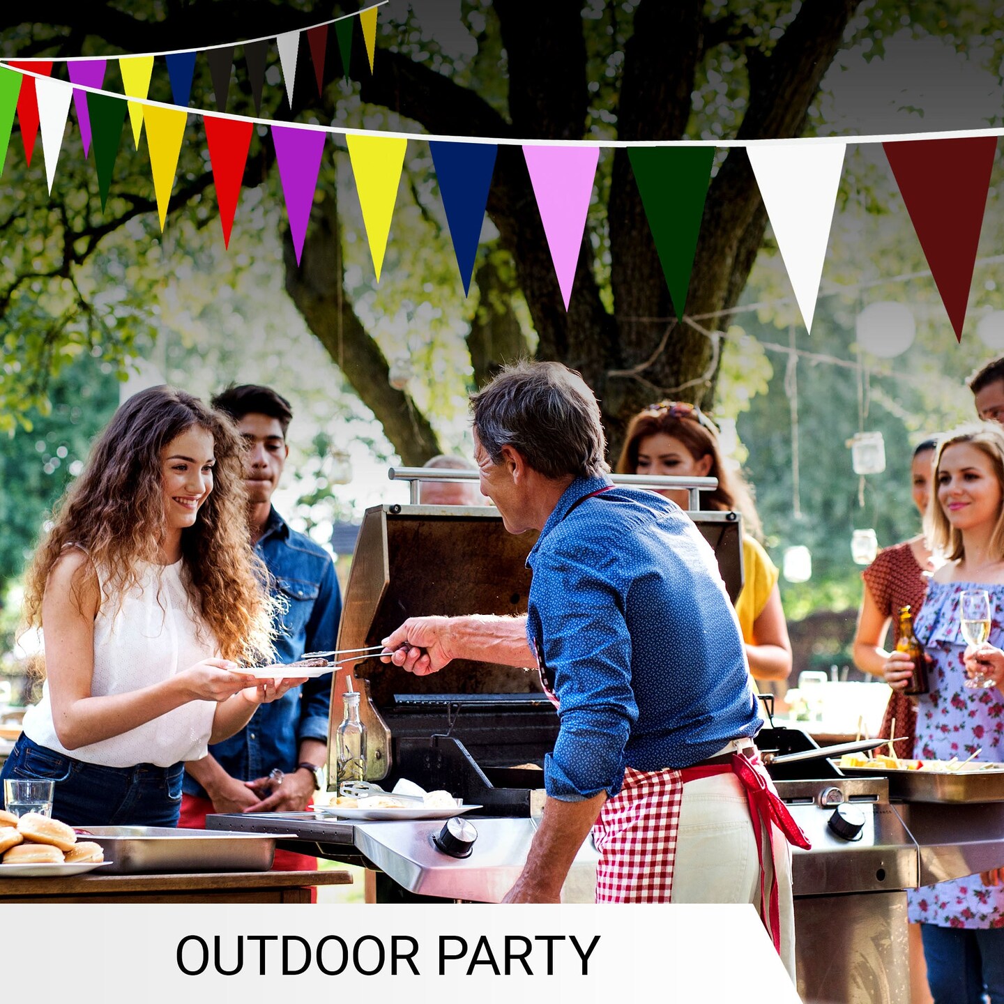 G128 Multicolor Pennant Bunting Banner | Flag 7.87 x 11.81 Inch, Full String 30.5 Feet | Printed 150D Polyester, Decorations For Bar, School, Festival Events Celebration