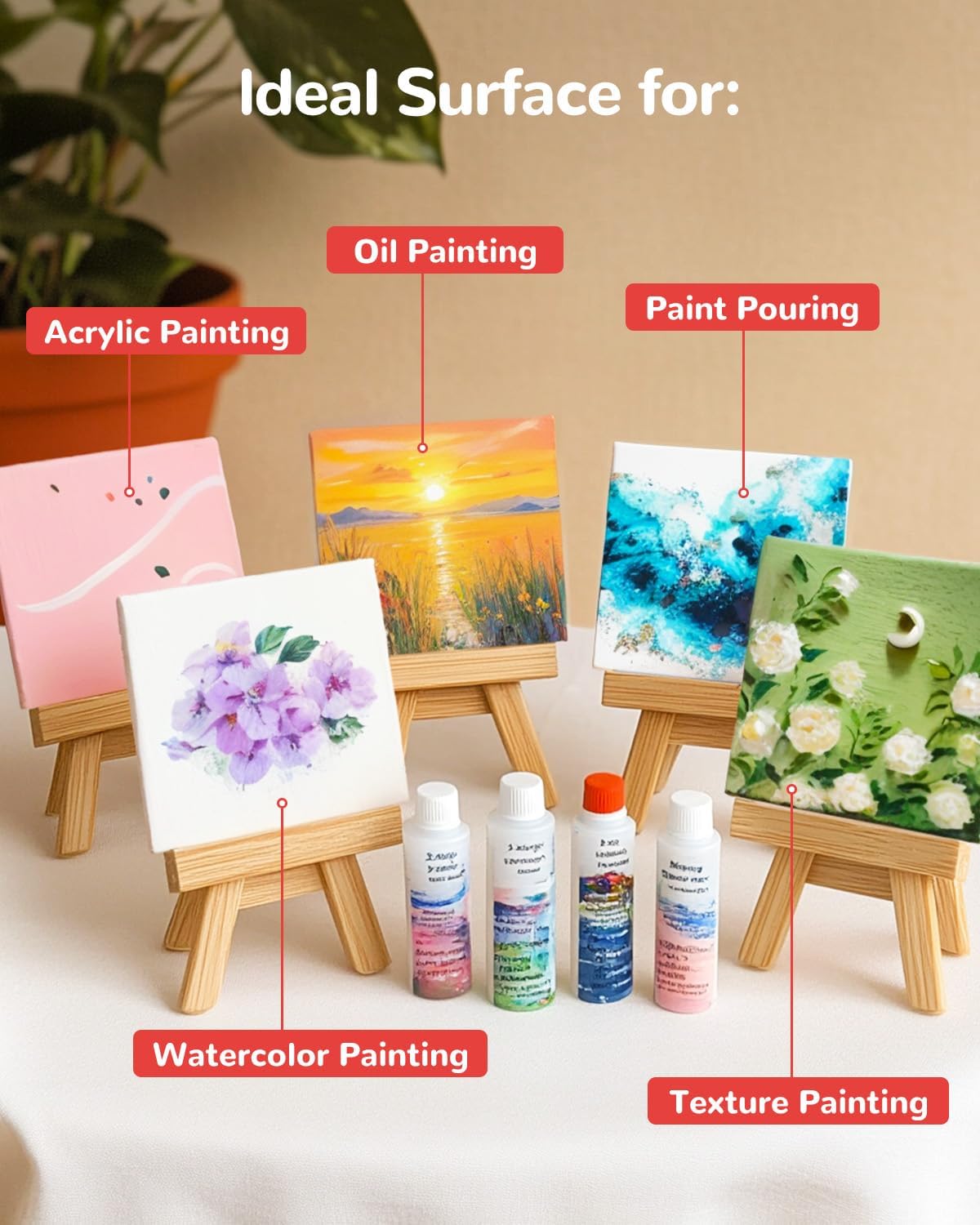 4x4 Inch Mini Canvas Boards 48 Pack(white)