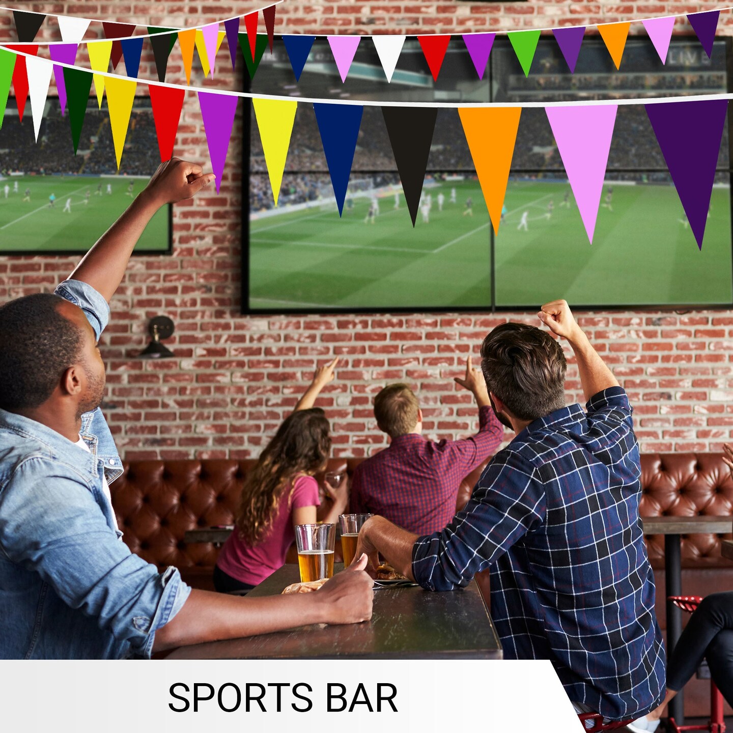 G128 Multicolor Pennant Bunting Banner | Flag 7.87 x 11.81 Inch, Full String 30.5 Feet | Printed 150D Polyester, Decorations For Bar, School, Festival Events Celebration