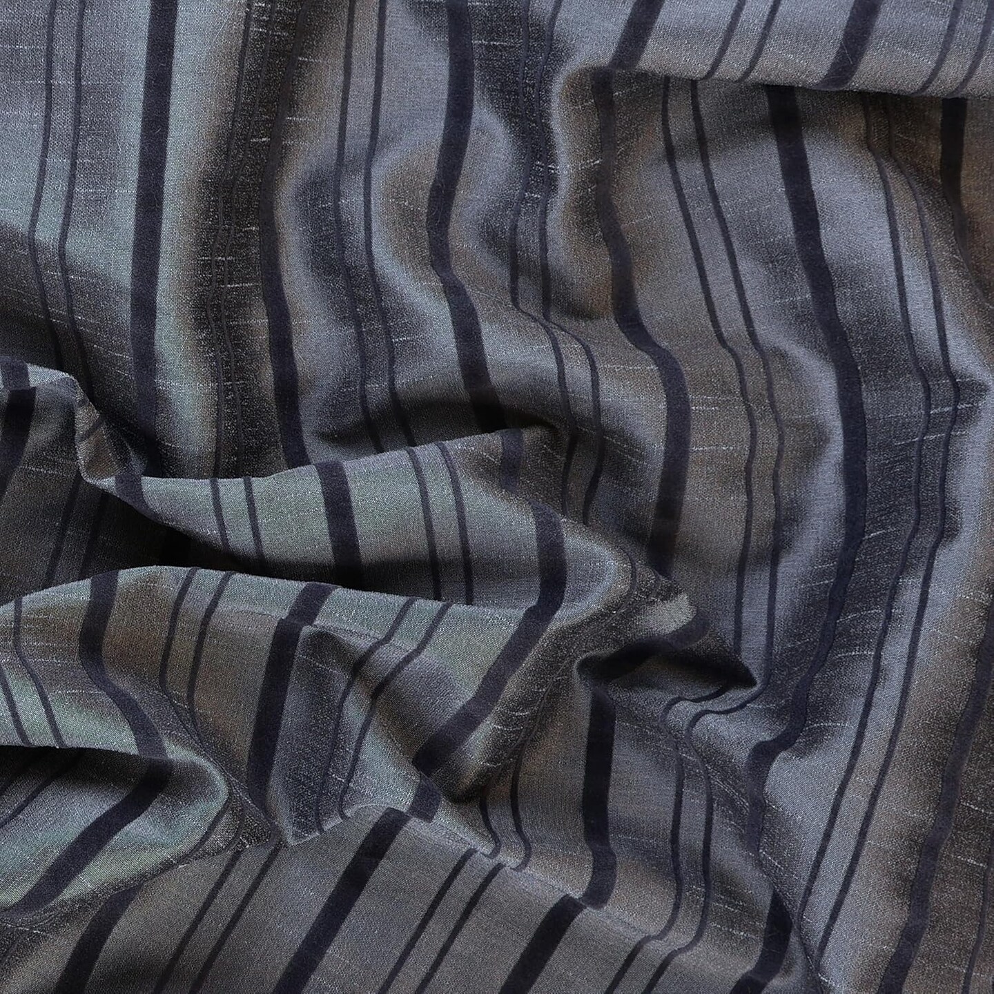Mook Fabrics Delano Stripe Drapery Fabric [59 in. Wide] Federal Blue w/Navy - By The Yard