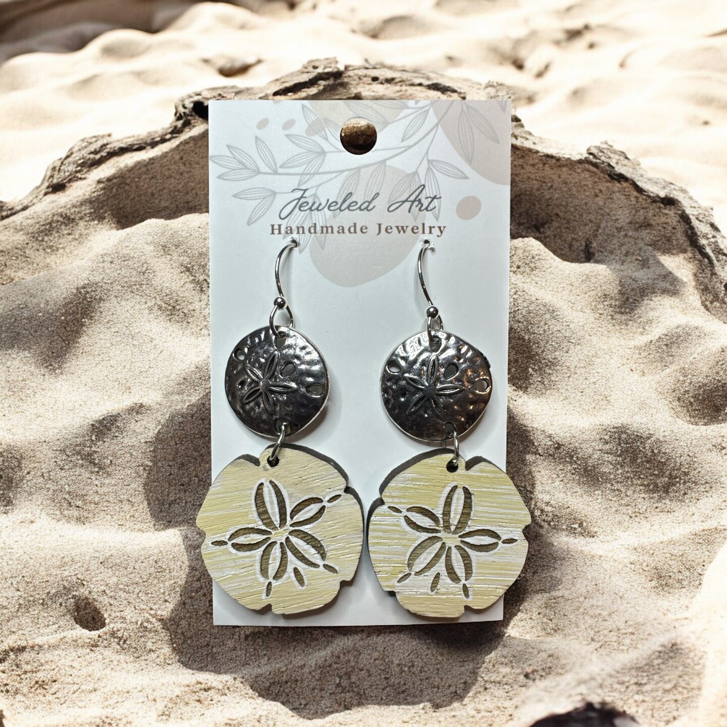 SOLD VM Hand-Painted Silver Sand Dollar Wooden Earrings Ocean Life Beach  Earrings MakerPlace by Michaels