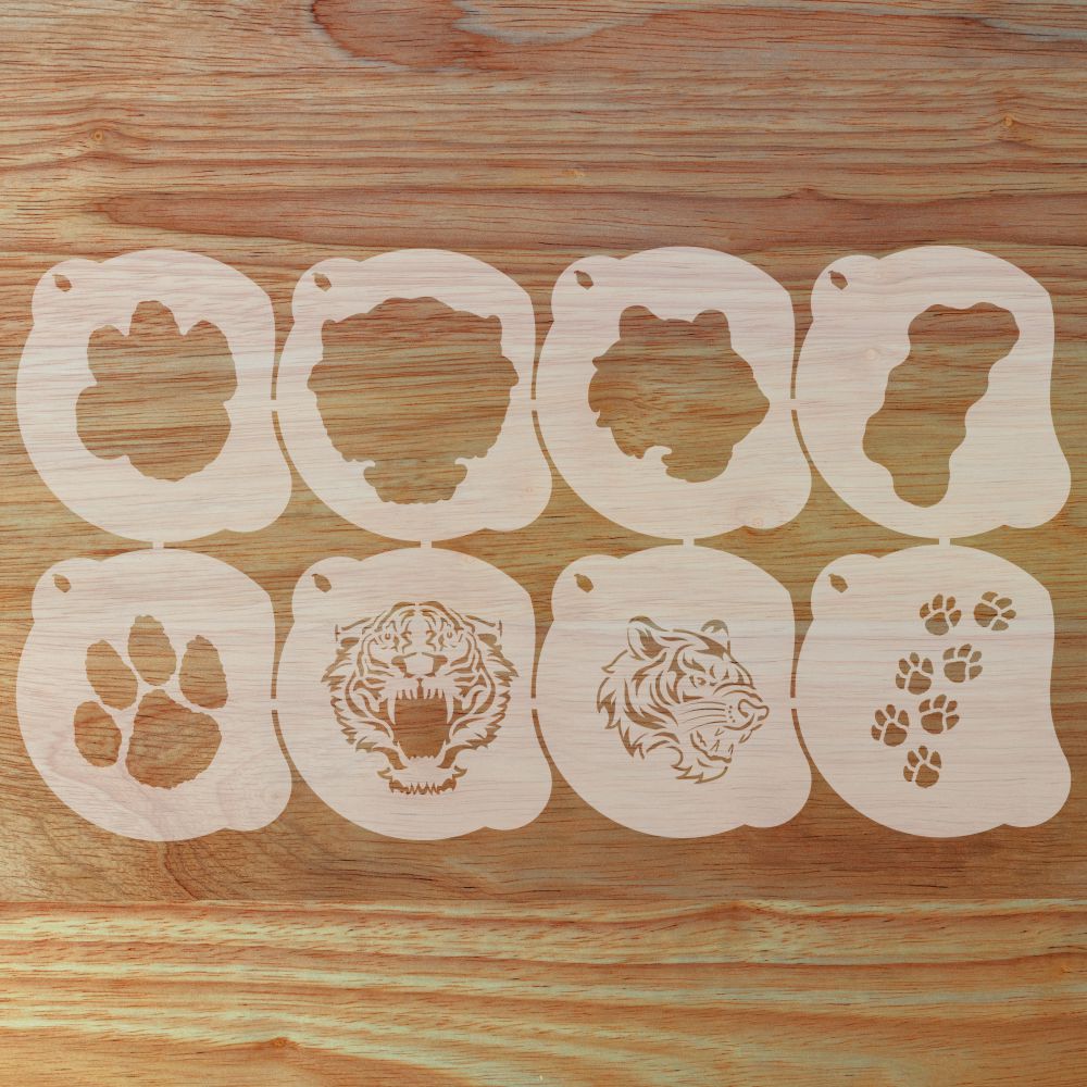 Tiger Mascot Face Painting Stencil Set | Perfect for Face Painting, Temporary Tattoos, Birthday Party | Designer Stencils |