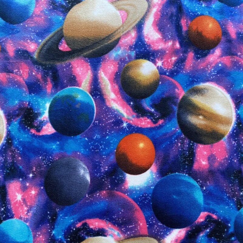 Universe of Planets Anti-Pill Premium No-Sew Throw Fleece Fabric Kit (72x60)