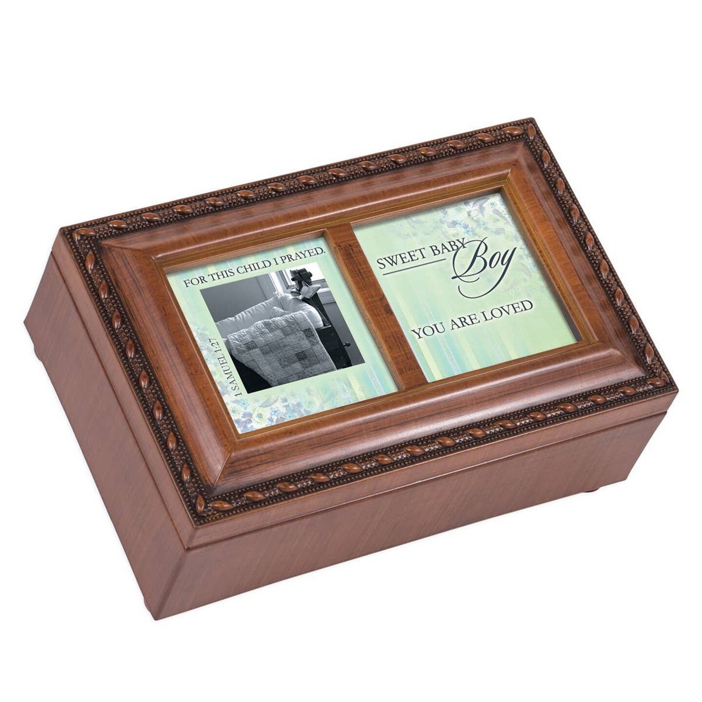 Edge Collection - 6" x 4" x 2.5" - Brown - Musical Jewelry Box with Photo Frame - 1 Piece