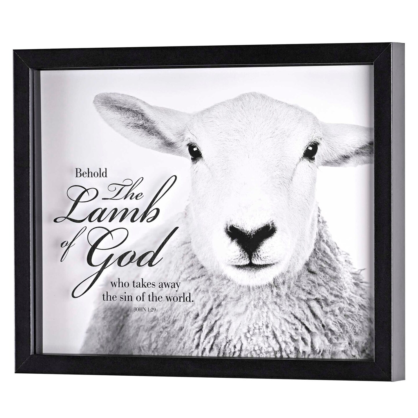 Edge Collection - 15" x 12" - Black - Scriptural Framed Wall Art: Behold The Lamb Of God - 1 Piece