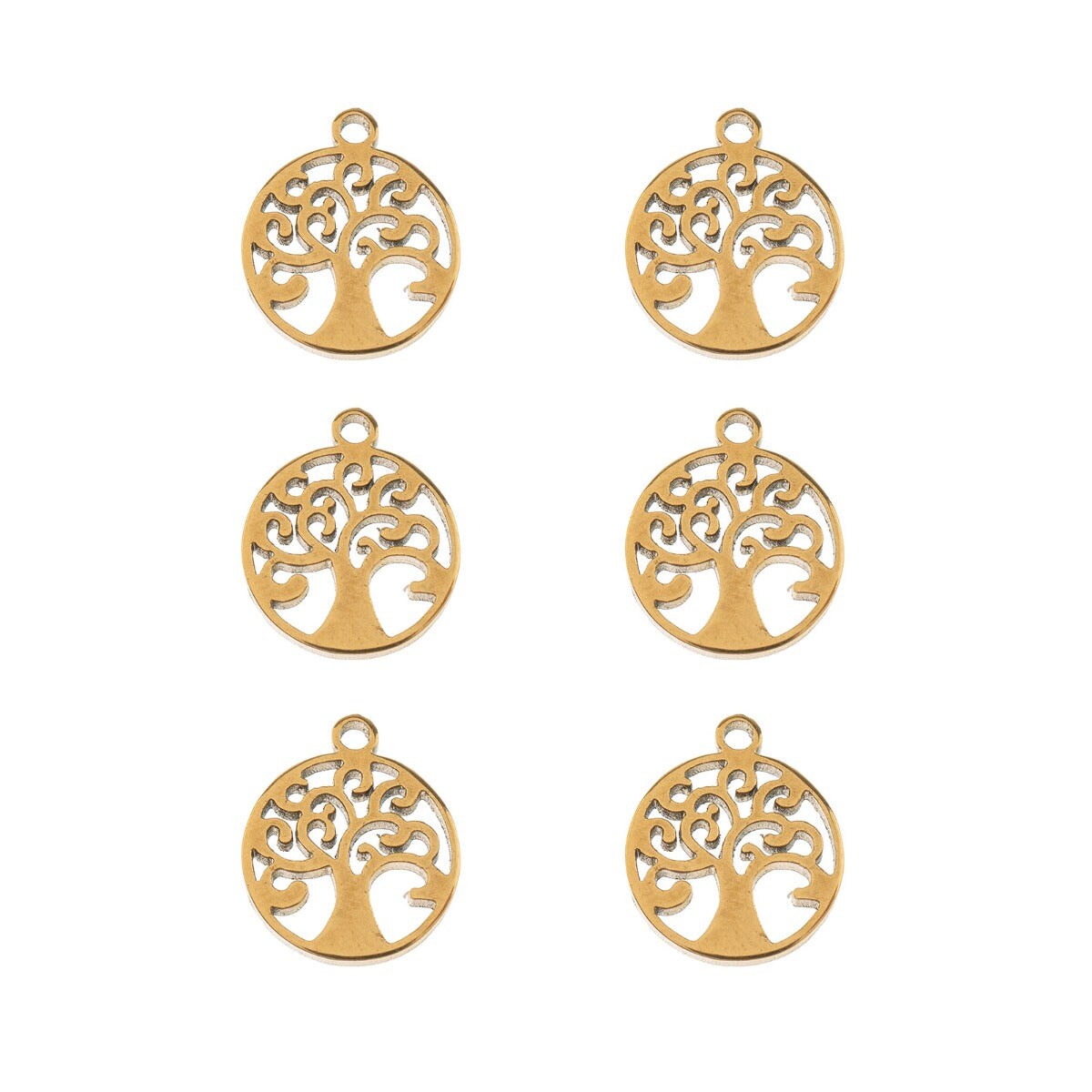Sweet & Petite Charms, 8.2 x 9.7mm Tree of Life Gold Plated 6pcs