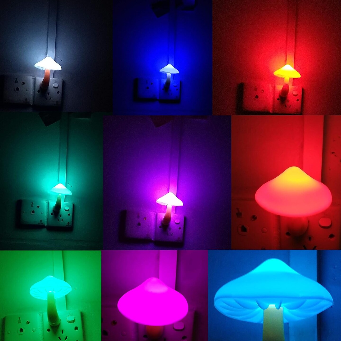 2 Pack LED Night Light Plug in Lamp 7-Color Changing