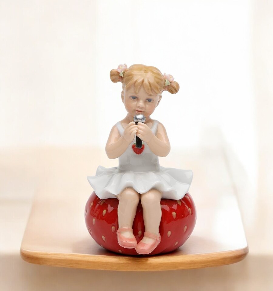 Ceramic Girl Playing on Bean Bag Figurine, Home Decor, Gift for Her, Gift for Mom