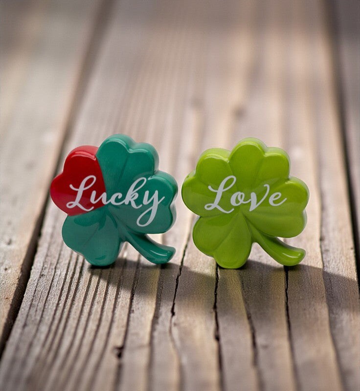 Ceramic Shamrock Lucky Love Salt and Pepper Shakers, Saint Patrick's Day Decor, Irish Decor, Gift for Her