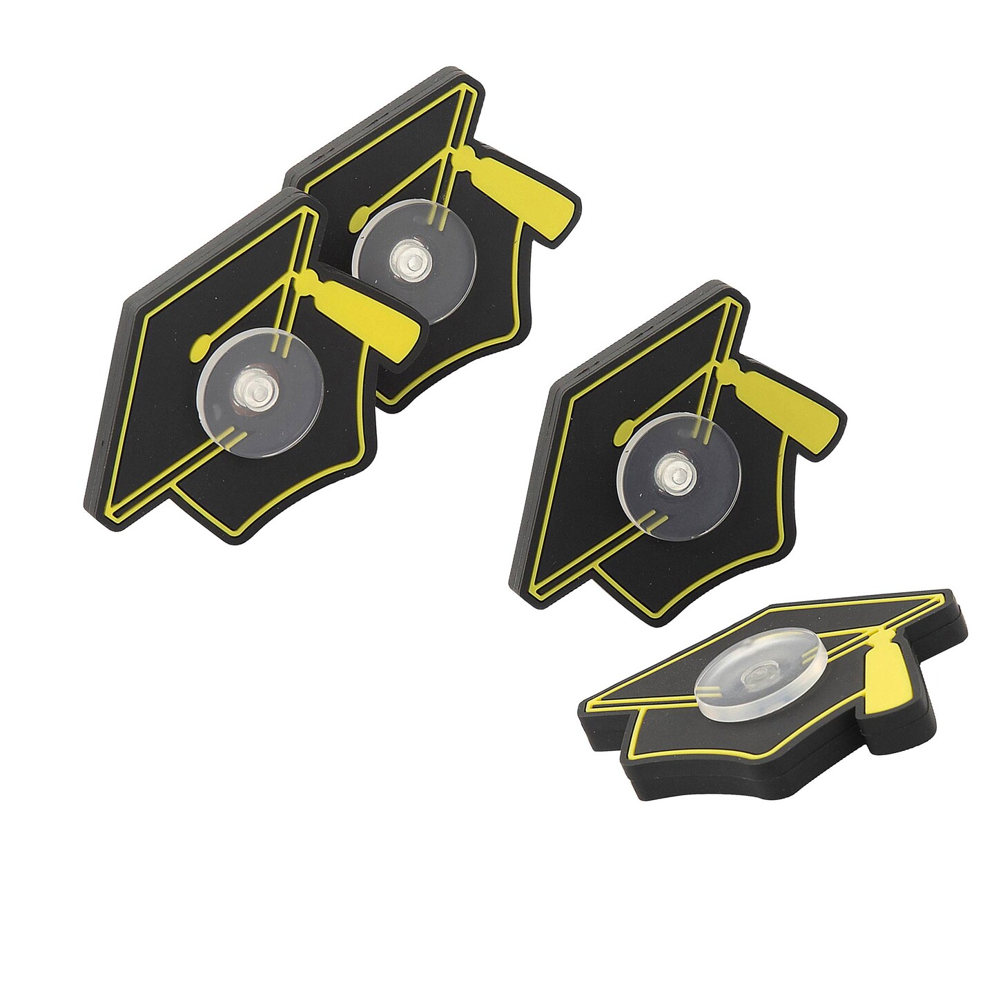 Black & Gold Graduation Cap Plastic Fidget Spinners 12 Pack 2.5" x 2"