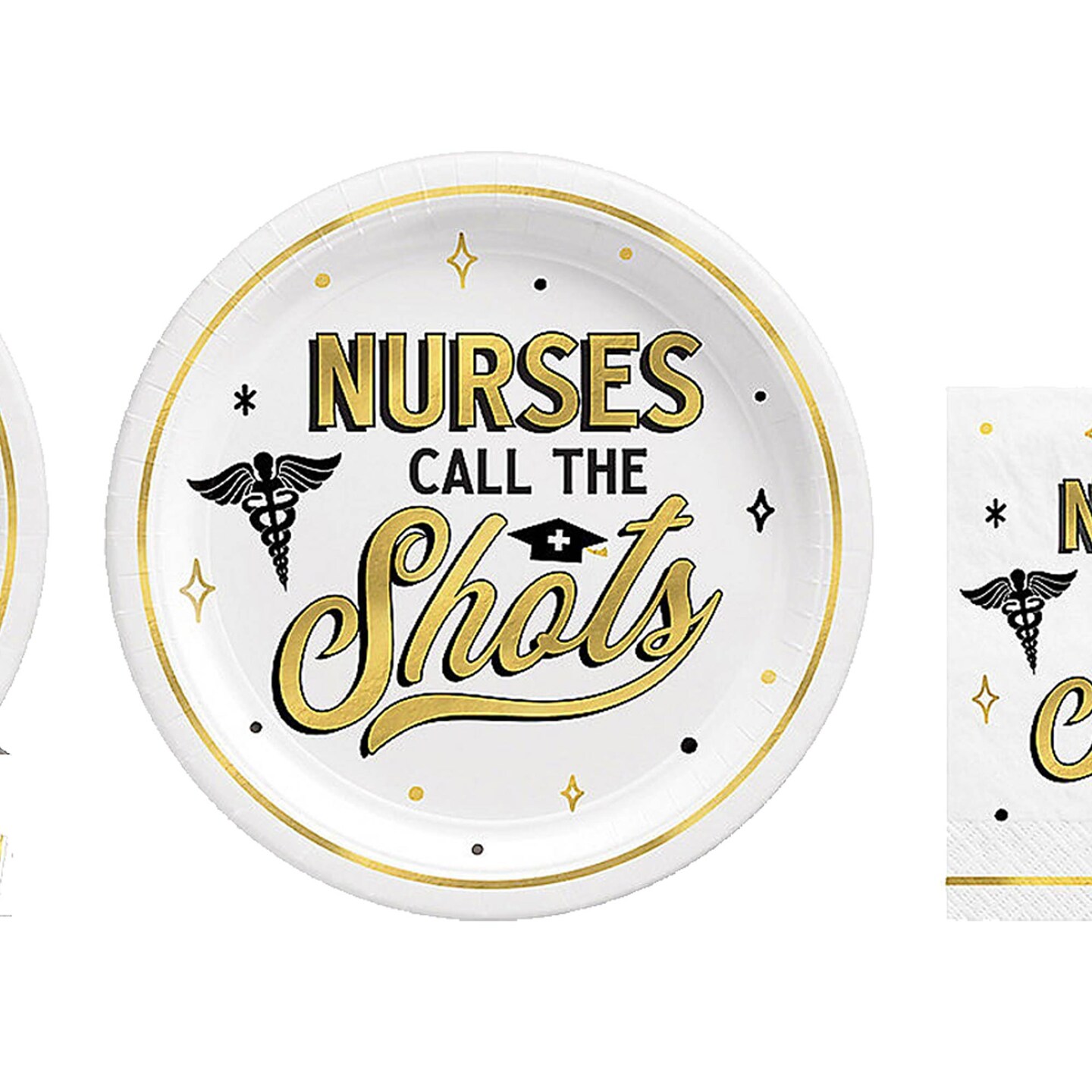 Graduation Party Nurses Call the Shots Plates &#x26; Napkins Set 60 Pieces