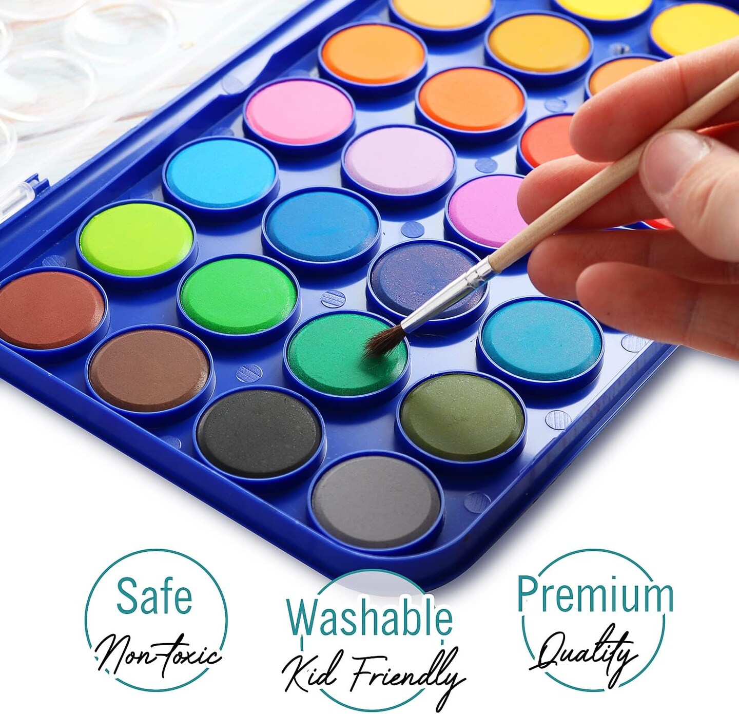 2 Pack Watercolor Paint Set 12 Vivid Colors Includes Watercolour Mixing Palette and 2 Brushes, Perfect For Artists, Beginner Painters