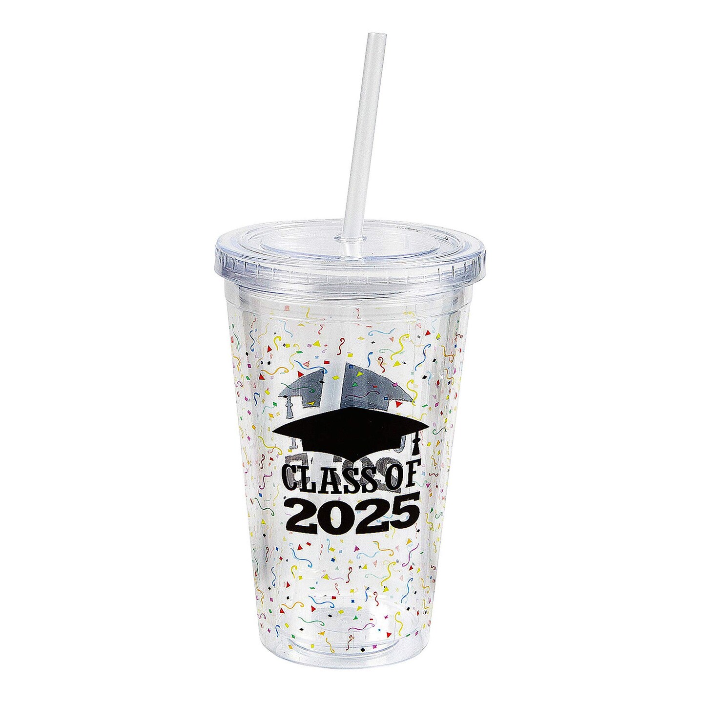 16 oz Class of 2025 Reusable BPA Free Plastic Tumbler with Lid &#x26; Straw