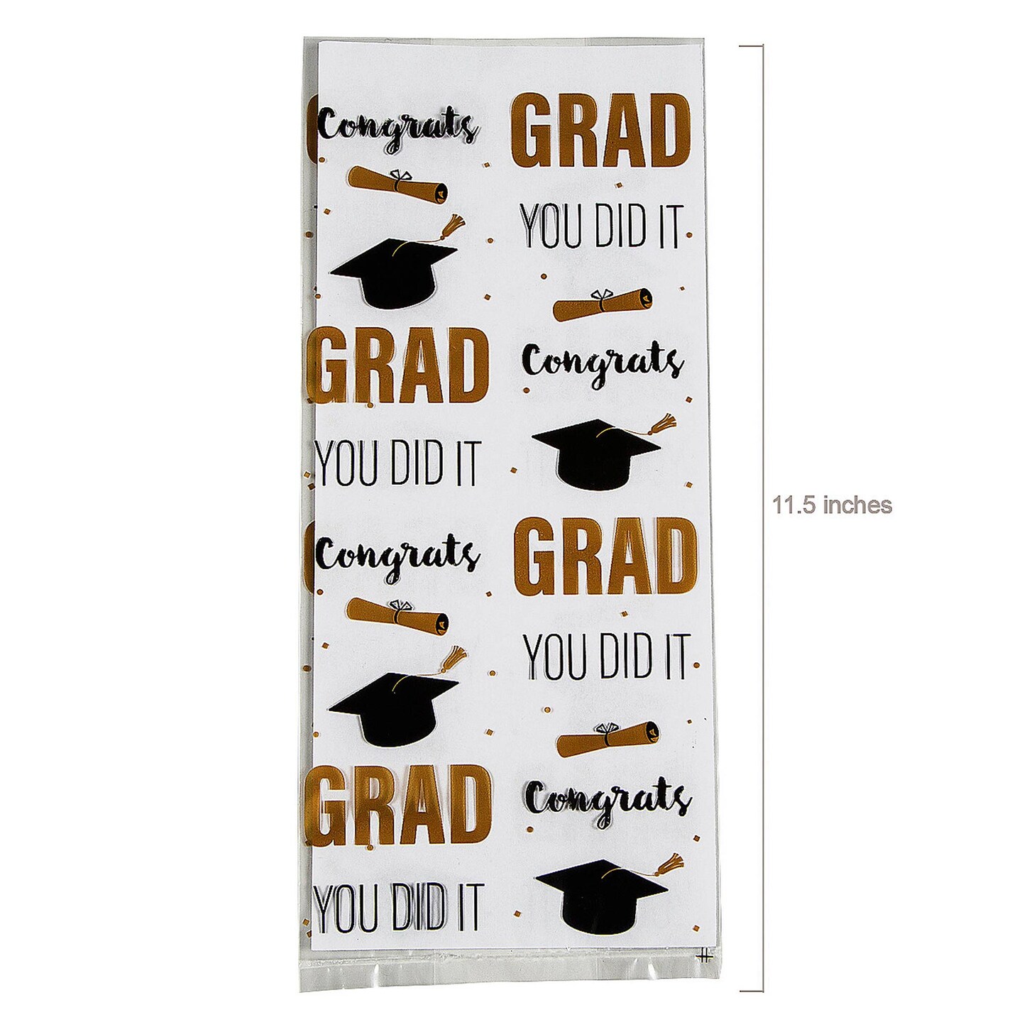 5" x 11 1/2" Graduation Cellophane Bags with Twist Ties 12 Pieces