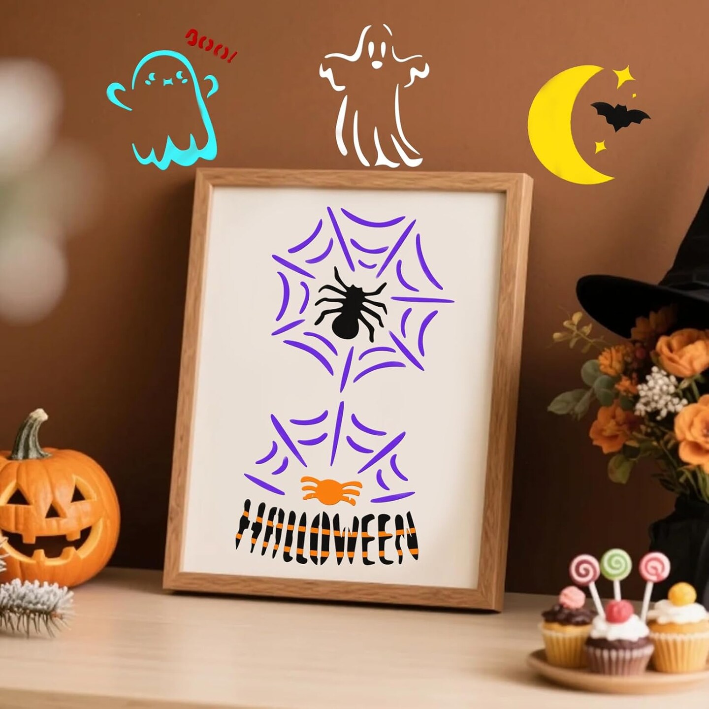 72 PCS 3x3 Inch Halloween Stencils for Painting,(72PCS Halloween)