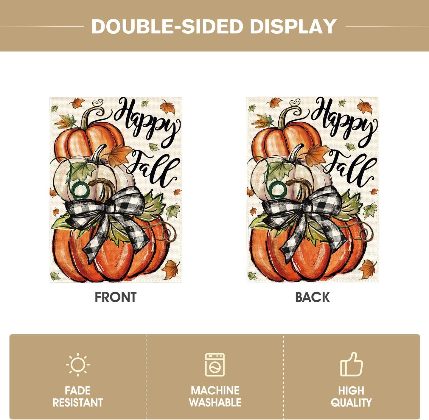 Happy Fall Garden Flag(Orange)