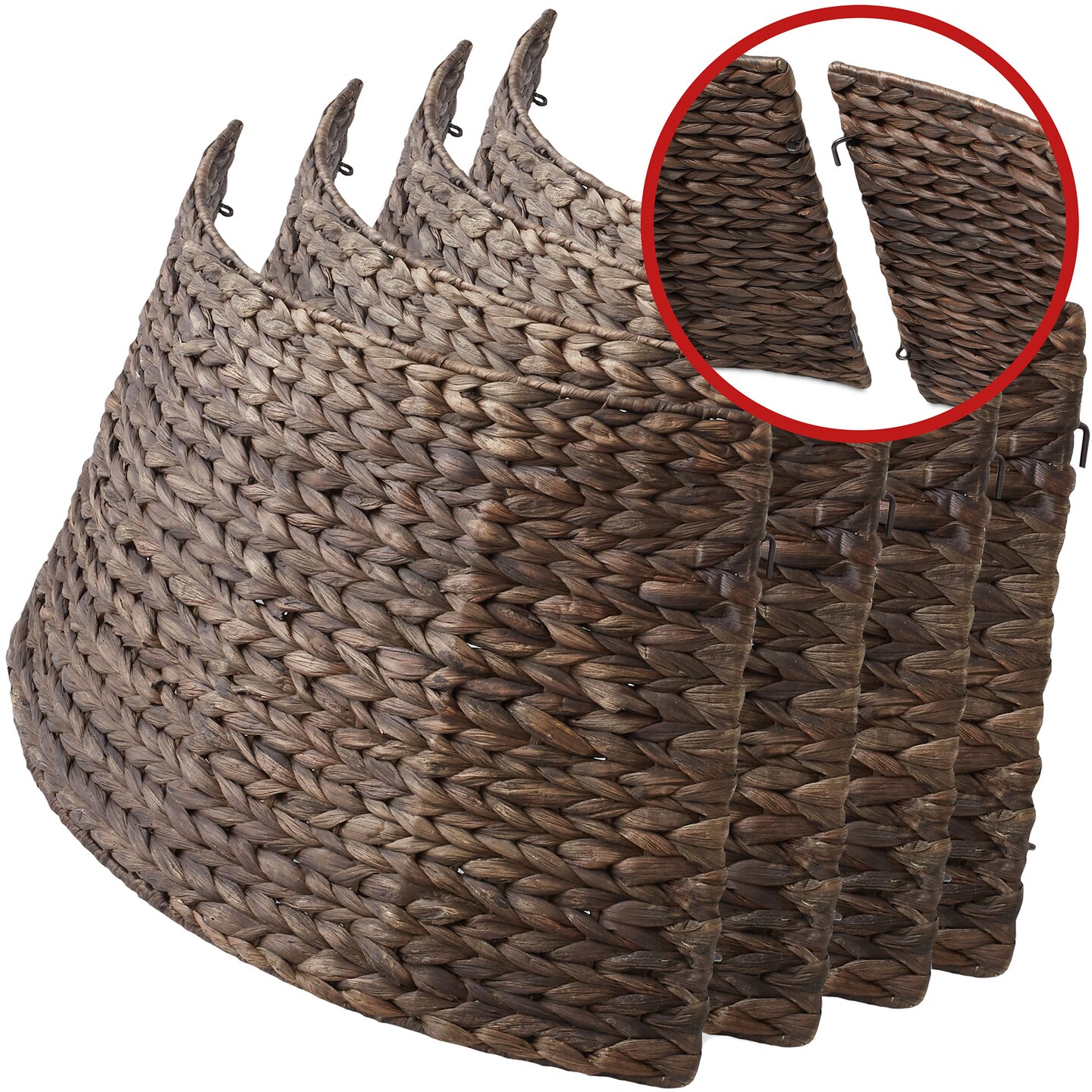 Casafield Christmas Tree Collar, Woven Water Hyacinth Tree Base Cover with Cord Cut Out