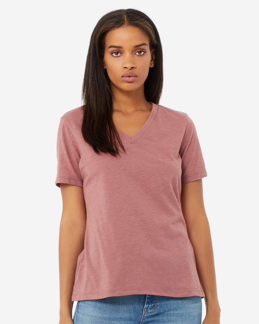BELLA + CANVAS Women’s CVC V-Neck Short Sleeve T-Shirt Lightweight Soft Tee for Everyday Wear