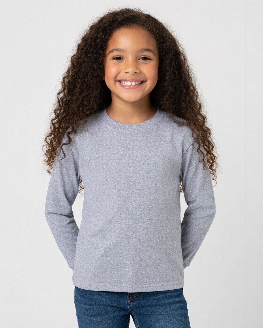 Gildan Heavy Cotton Youth Crew Neck Long Sleeve T-Shirt Kids Basic Tee for Everyday Wear