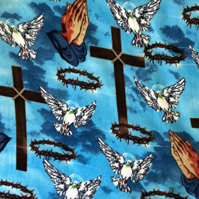 Holy Prayers for Peace Anti-Pill Premium No-Sew Throw Fleece Fabric Kit (50x60)