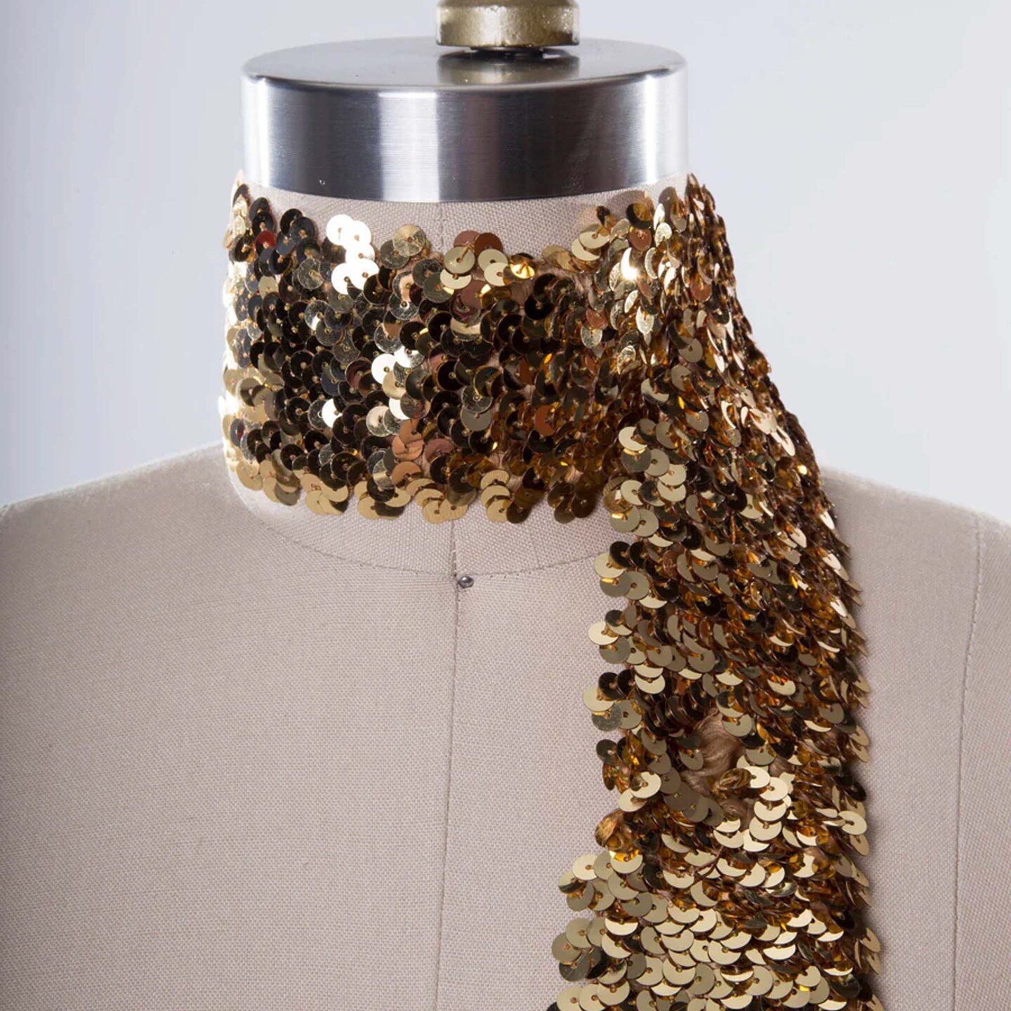 Antique Gold Sequin Stretch Ultra Wide Trim 2.5 Inch Sparkly Sewing Craft