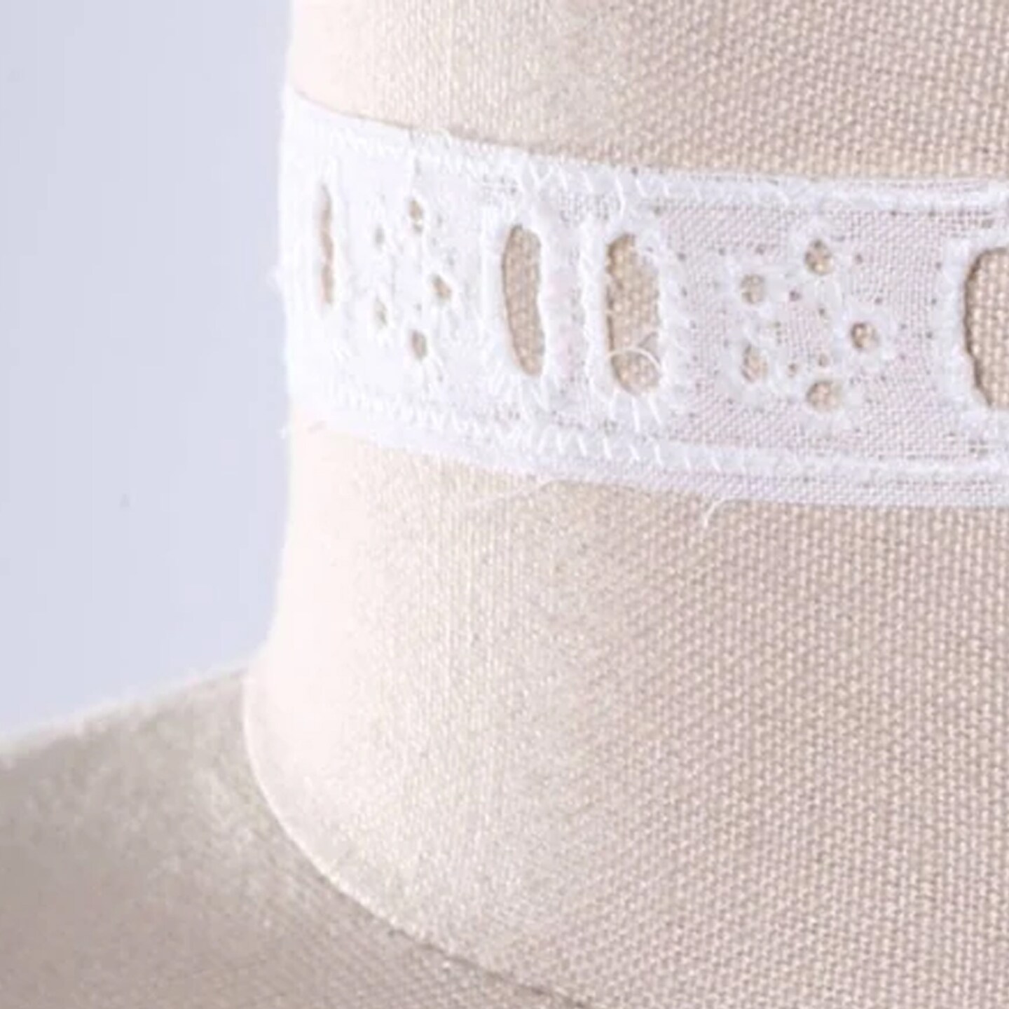 2 Yards Cotton Embroidery Ivory Eyelet Lace Trim with Scalloped Edges 3/4 Inch Wide