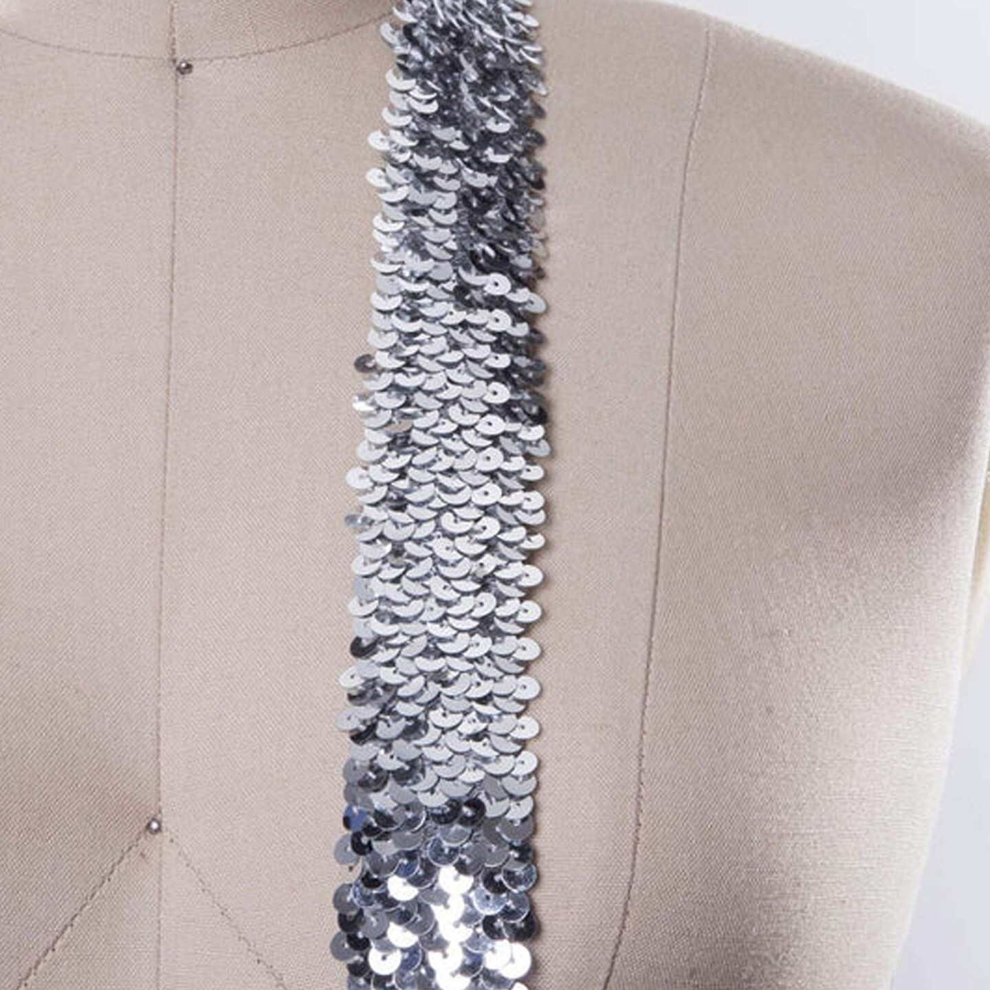 1 Yard 1.5" Silver Stretch Sequin Trim Wide Glitter Trim for Costumes, Belts & Crafts
