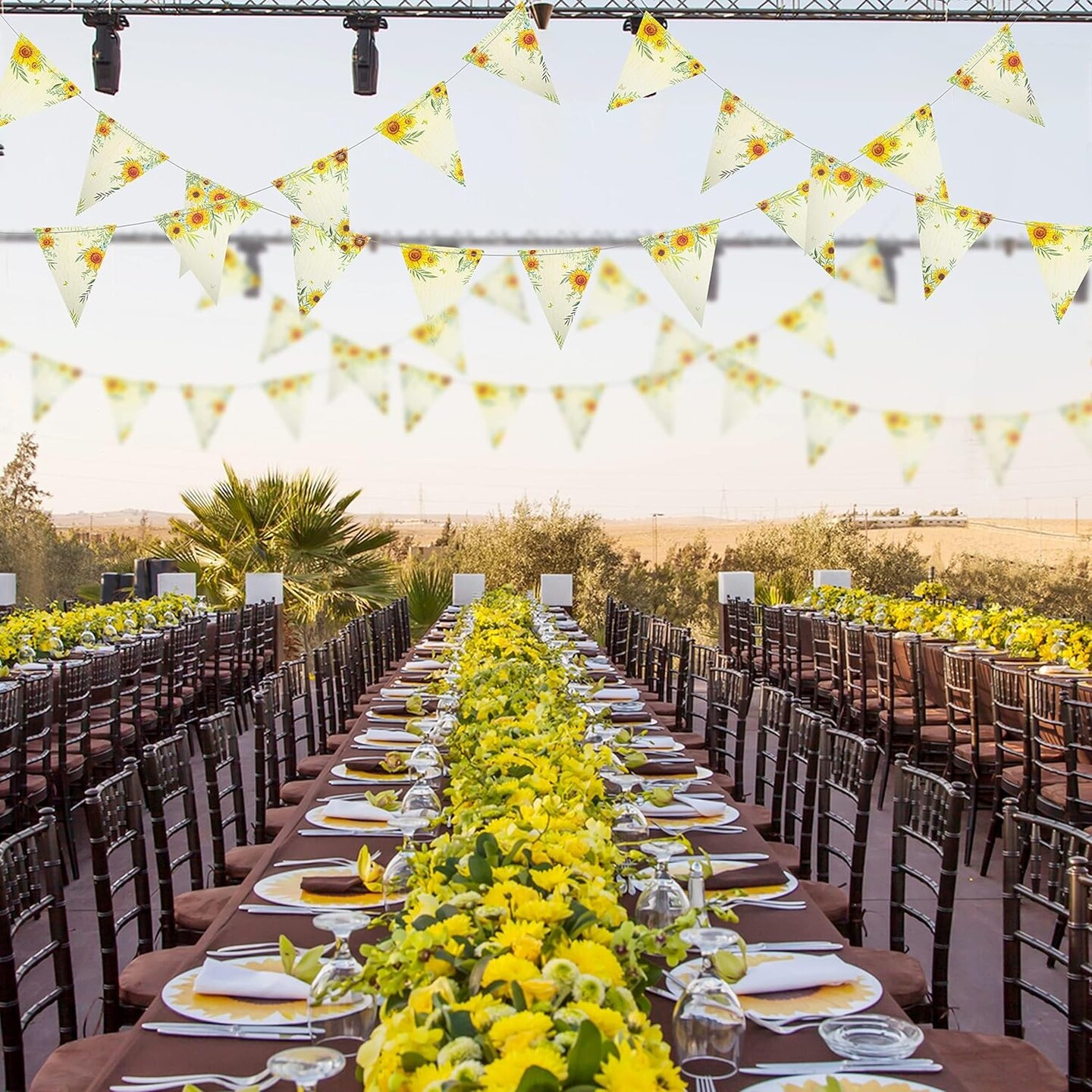 Sunflower Pennant Banner - 28 Feet (Sunflower Triangle Banner)