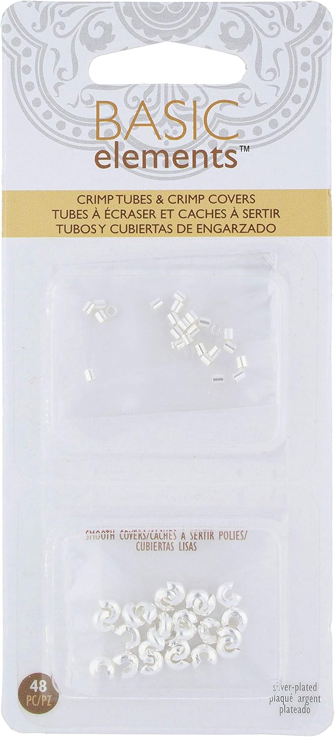 The Beadsmith Basic Elements Crimp Tubes &#x26; Smooth Crimp Covers Designed to Secure The Ends of Jewelry Stringing Cables &#x26; Wires, Silver Color