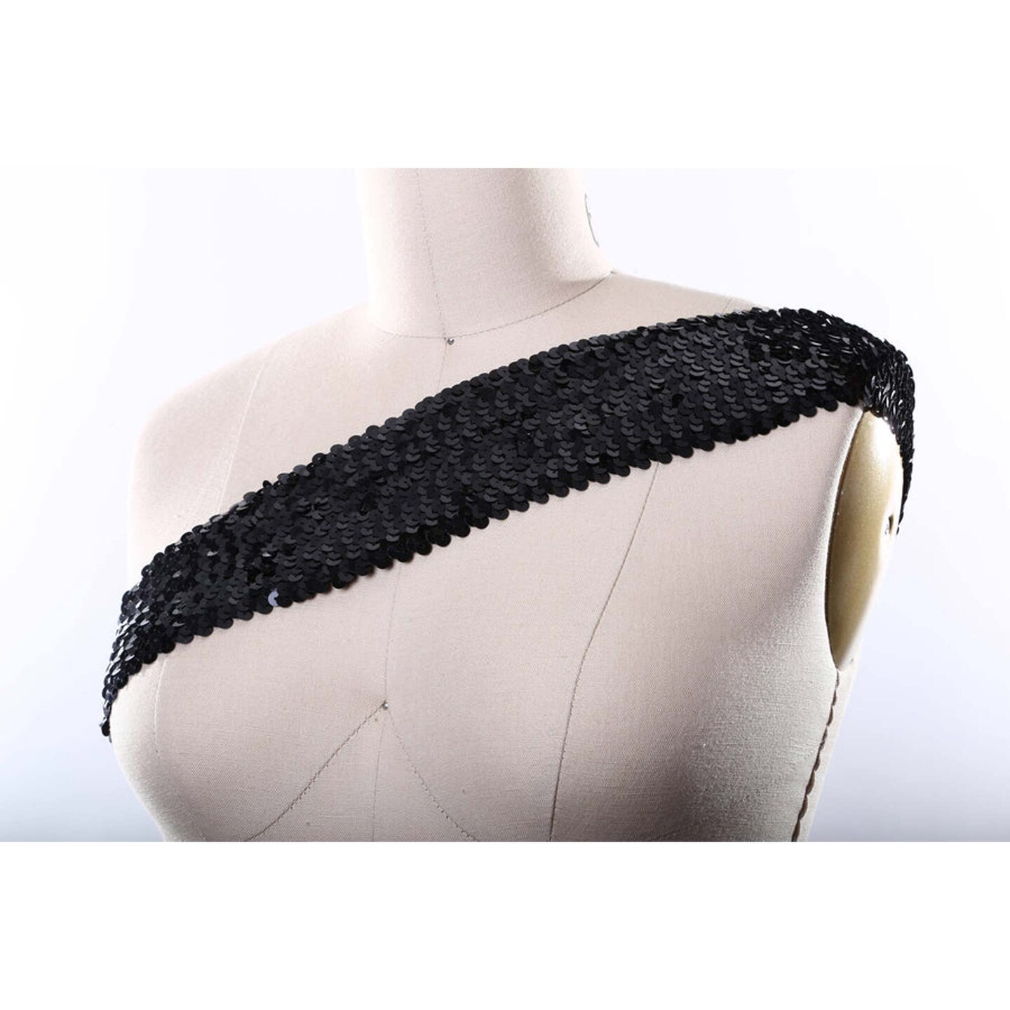 1 Yard Black Stretch Sequin Trim 3/4" Wide Elastic Sparkle Ribbon for Costumes, Crafts & Accessories