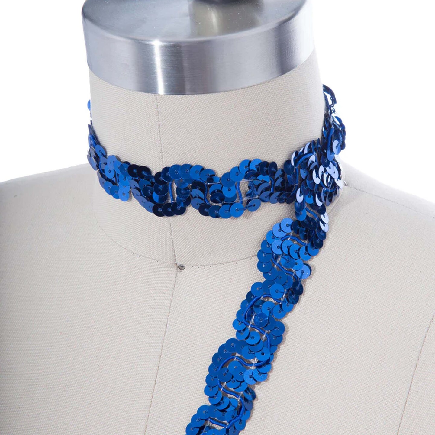 2 Yards Royal Blue Ric Rac Sequin Trim Non-Stretch Sequined Ribbon for ...