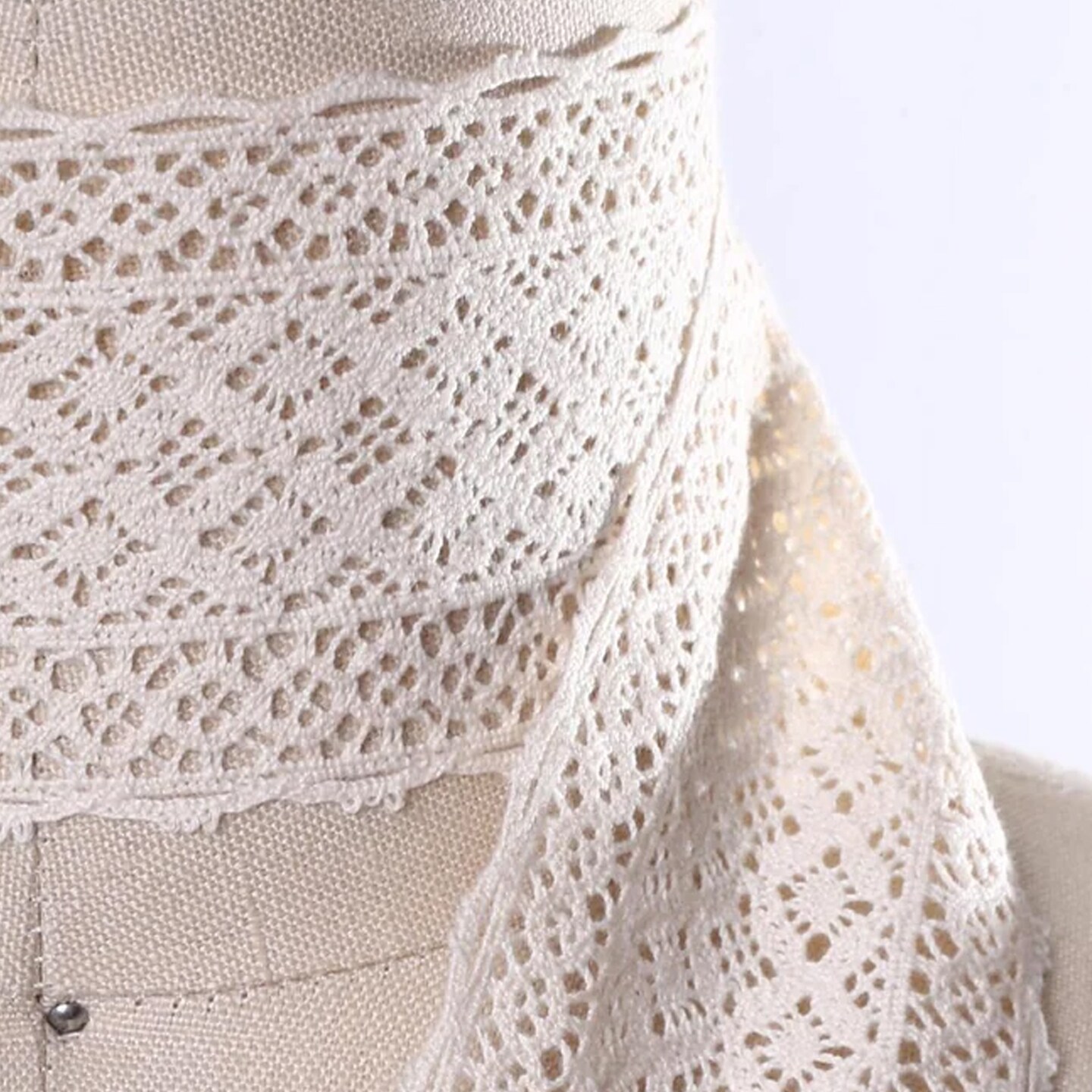 2 Yards Ivory Cluny Cotton Lace Trim Modern Design 2 Inch Wide