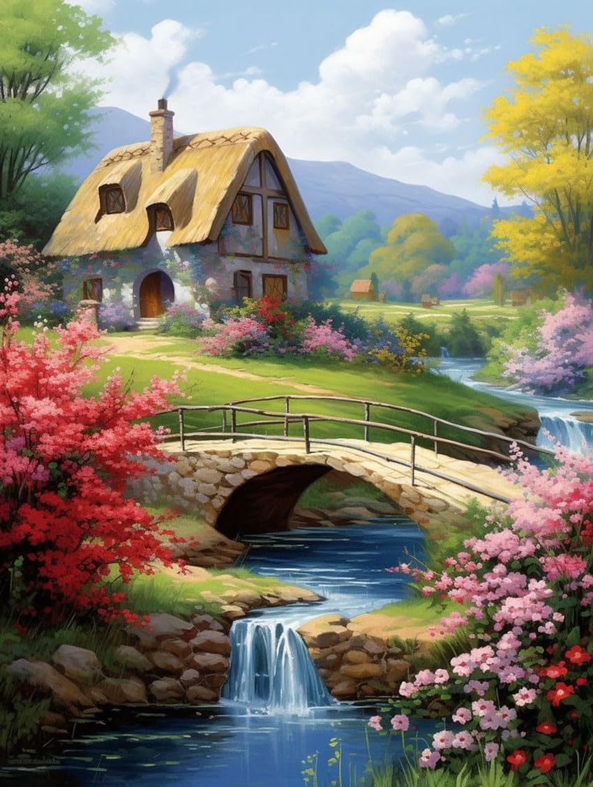 Village Scenery Diamond Paintings Kits for Adults