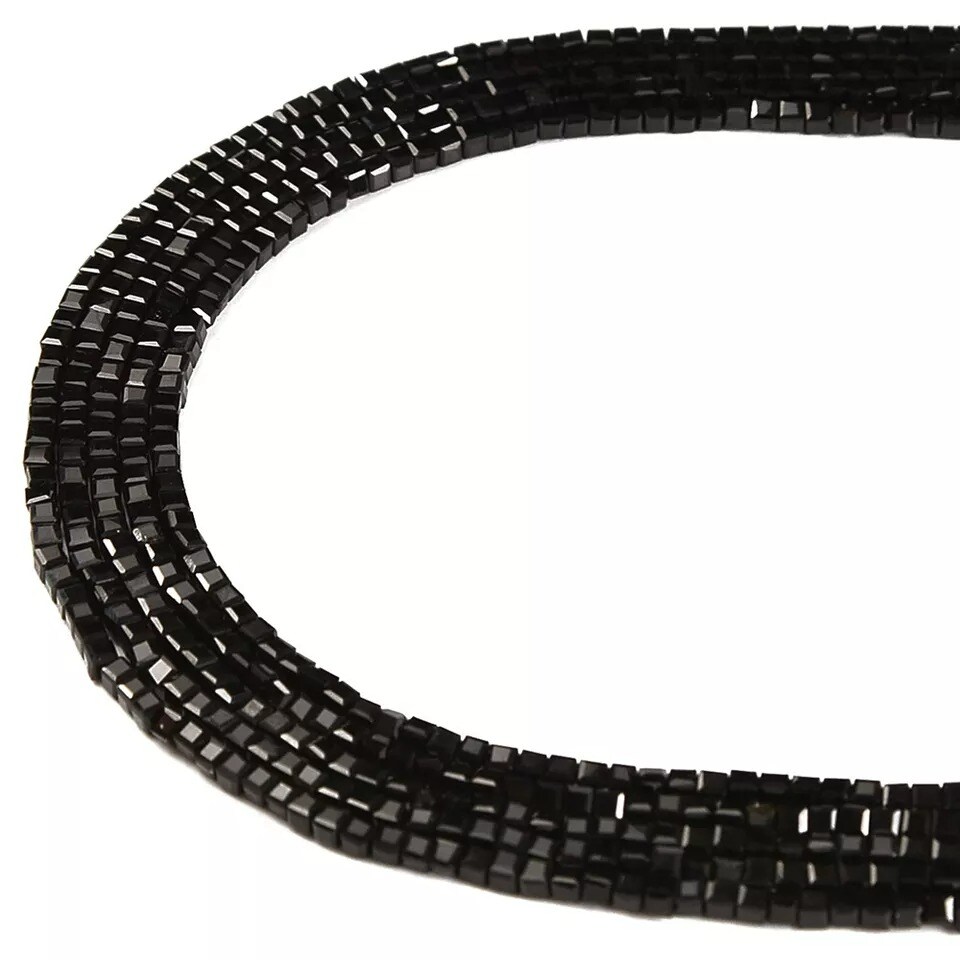 Black Tourmaline Faceted Cube Beads Size 2mm 15.5'' Strand (2mm)